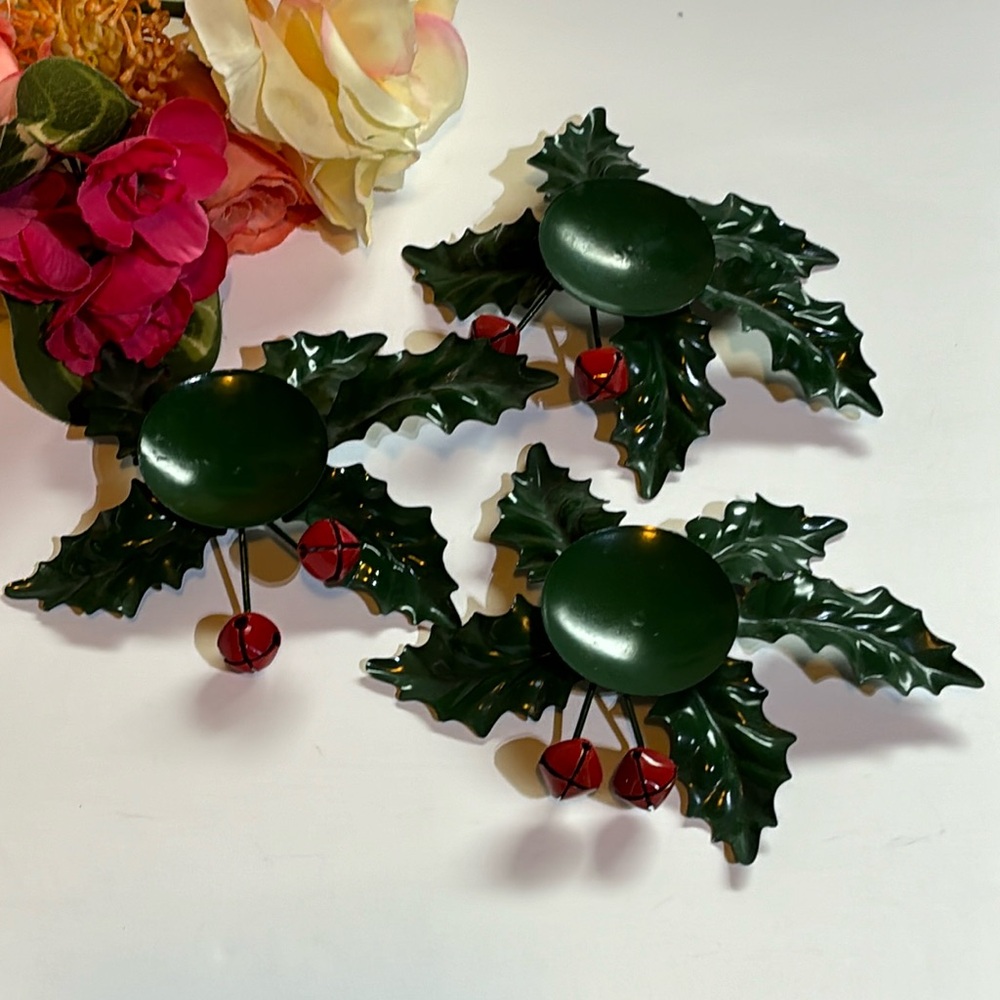 Dept 56 Holly Bell Votive Candle Holder Christmas Holiday Enameled Metal
